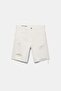 Düz kesim denim bermuda şort - 7
