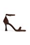 Dark Brown Suede Single Strap Sandals High Heeled Shoes Middle - 3