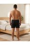 Men's Towel Waist Black Combed Cotton Boxer - 4