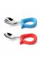 2-Piece Children's Fork and Spoon Set 316L Stainless Steel Baby Spoon Set with Ergonomic Handle Blue-Orange - 4