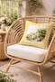 Yellow Striped Framed Throw Pillow Cover with Mediterranean House and Lemon Tree View - 2