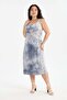 Women's Gray Batik Painted Strappy Plus Size Dress