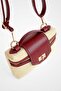 Canvas Frame Mini Crossbody Bag - Burgundy - 5