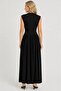 Elegant V-Neck Black Maxi Dress with Ruffle Detail - 4