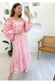 White-Fuchia Madonna Collar Dress - 2906