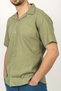 Men's Apaş Collar Short Sleeve 100% Cotton Linen Shirt - 3