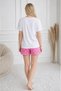 Bonjour Everybody Printed Cotton Women's Shorts Set – White T-Shirt & Heart Patterned Pink Shorts - 3
