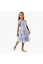 Lace Detail Tiered Dress with Short Sleeves and Zip Closure - 2