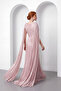 Women's Powder Chiffon Flowy Cape Sleeve Long Evening Dress - 6