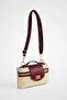Canvas Frame Mini Crossbody Bag - Burgundy - 2