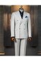 Italian Style Men's Double-Breasted Pointed Lapel Linen Blend Jacket Pants Suit Gray T20061-04