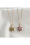 Stainless Steel Lotus Flower Double Combination Necklace Set Green and Purple Zircon Stone Non-Tarnishing Women's Jewelry - 2