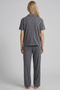 Anthracite Leopard Print Buttoned Knitted Pajama Set 8015 - 3