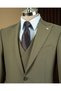 Slim Fit Men's Pointed Collar Striped Jacket Vest Pants Suit Green T20068-28 - 2