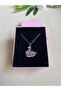 Swan Silver Color Pink Stone Women's Necklace - 2