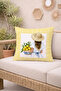 Mediterranean Series: Yellow Striped Modern Woman Patterned Velvet Case with Modern Edge and Lemon in Hand - 4