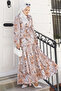 Patterned Hijab Jessica Dress B590 Beige - 4