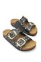 Maia Alba Women's Double Buckle Slippers 0012604 Black