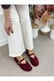 Burgundy Genuine Leather (Roger) V-Cut Women's Shoes - 6