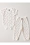 2-Piece Cherry Patterned Cotton Baby Girl Short Sleeve Bodysuit and Pants Set