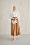 Women's Elastic Waist Crinkle Skirt Mink - 3