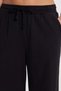 Women's Relax Fit Comfortable Cut 100% Cotton Elastic Waist with Laces Double Pockets Black Trousers - 4