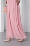 Women's Pink High Neck Pleated Long Chiffon Event Dress - 4