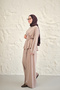 Women's Waist-Fitted Crew Neck Suit Stone - 2