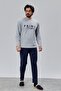 Men's Prime Printed Long Sleeve Comfortable Fit Pajama Set (Gray-Navy Blue) - 4