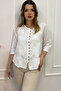 100% Organic Cotton Women's Authentic Blouse with Embroidered Front and Button Detail