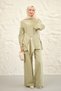 Women's Waist-Tie Pants Suit Water Green