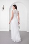 Women's White High Neck Pleated Long Chiffon Event Dress - 5