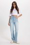 Women's Relax Fit Comfortable Cut Cotton Lycra Pocket Palazzo Blue Jean Denim Trousers - 7