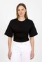 Women's Black Short Sleeve T-Shirt with Gathered Sides - H6085