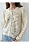Embroidered Romantic Cardigan for Women Dark Sand - 2