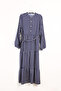Navy Blue Grid Print Tiered Casual Dress - 2