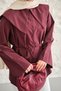 Women's Sailor Collar Waist Tie Shirt Burgundy - 4
