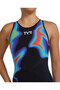 Tyr Women's Racing Swimsuit Venzo Open Back Crimson Red Turquoise Blue - 5