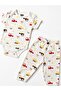 2-Piece Scoop Patterned Cotton Baby Boy Short Sleeve Bodysuit and Pants Set - 2