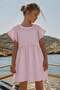 Girl's Pink Cotton Dress with Floral Applique