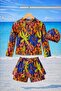 Girl's Long Sleeve Swimsuit Set with Pattern, Hat, Skirt and Shorts, 3-Piece Set - 3