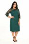 Women's Emerald Green Plus Size Flocked Sleeve Dress Hzl26S-Pr11161