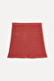Women's Orange Striped Knitted Mini Skirt - 2