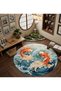 Sdt Water Wave and Koi Fish Patterned Orange Blue Woven Base Decorative Carpet Sdt854 - 2