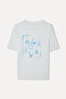Women's Off-White Printed Crew Neck T-Shirt - 4