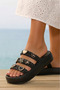 Sonimix 3197 Black Lightweight Comfortable Three-Stripe Emoji Detailed Daily Women's Slippers