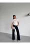 Women's White Front Tulle Boat Neck Short Sleeve Sandy Fabric Blouse - 6