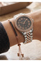 Milano Women's Silver Metal Cord Stone Black Dial Wristwatch 2 Years Warranty