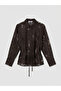 Lcw Everyday Brown Floral Belted Women's Satin Shirt