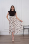 Women's Brown Belt Detailed Polka Dot Tulle Skirted Stylish Midi Dress Lined Loose Cut Event Dress - 4